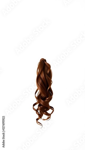 A White Background Brown Hair A Long, Curly Ponytail