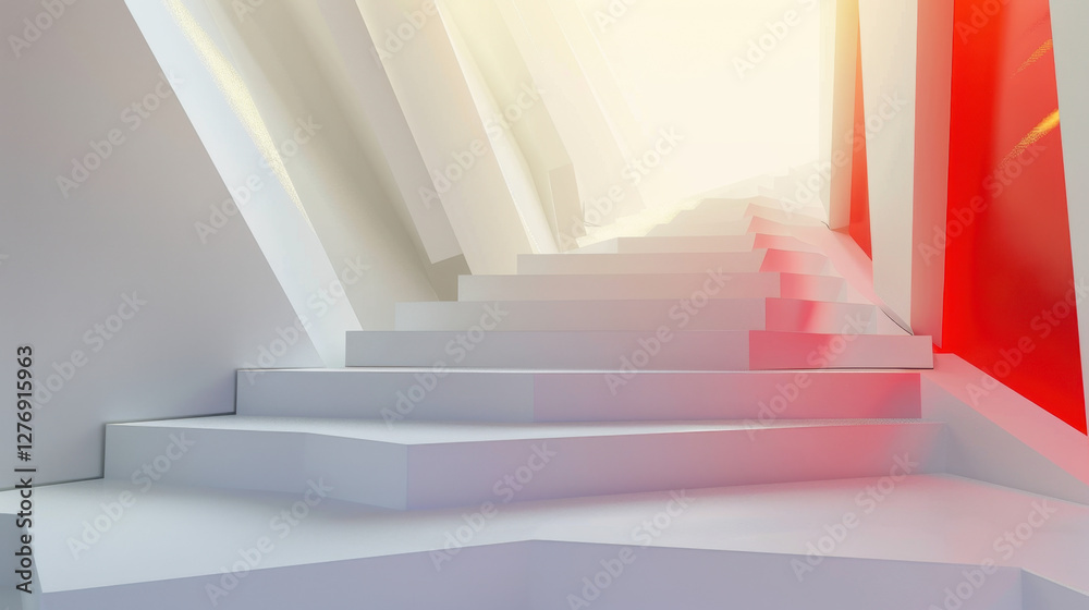 Obraz premium white staircase with red carpet