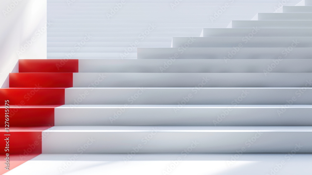 Obraz premium white staircase with red carpet