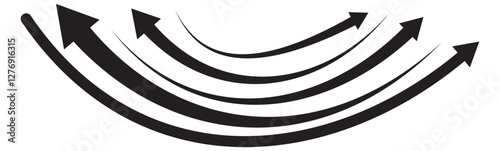 Long curve arrow icon. Curved arrow icon isolated on white background. Black long curve arrow icon vector. Black curve arrow icon vector illustration. Long Black Curved arrow icon vector. long arrow