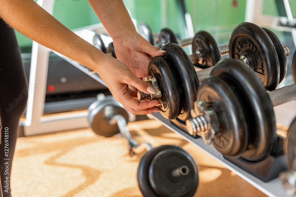 Close-up dumbbell put on a rack in the gym,Exercise by dumbbell can build muscle strength and good health. Close-up dumbbell put on a rack in the gym,Exercise by dumbbell can build muscle strength and good health.