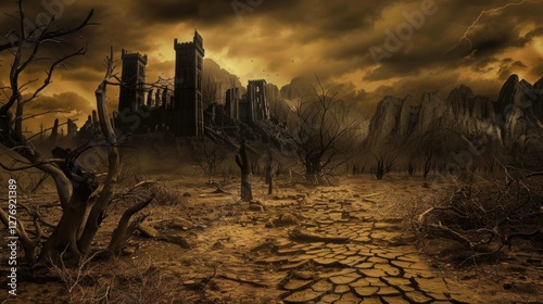 Ancient battle arena with stone steps, burning torches, and a bloodstained floor, creating a dark fantasy setting for gladiatorial combat and epic battles.