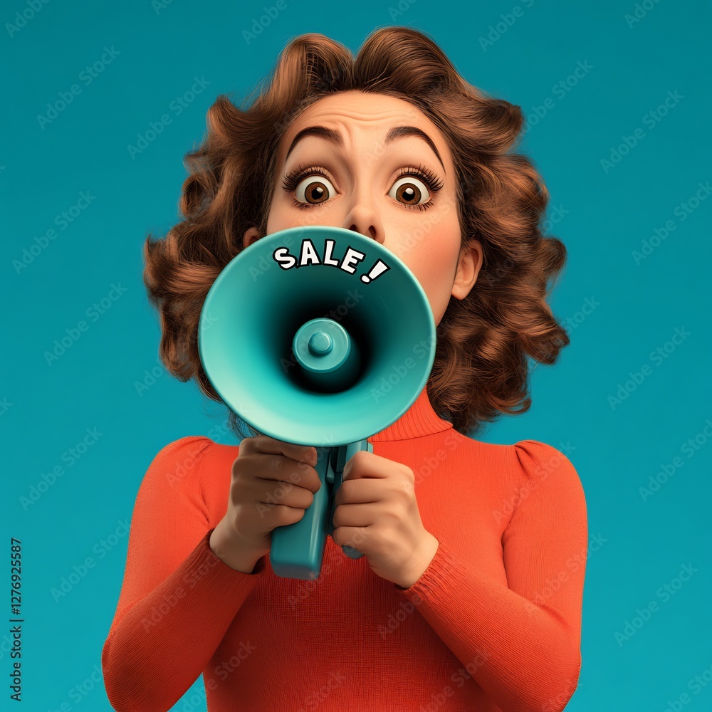 Fototapeta premium comic woman megaphone