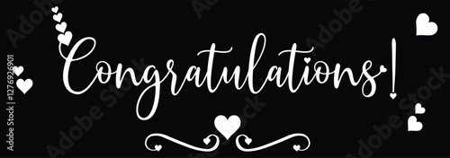 Congratulations Banner With Golden Confetti And Ribbon. Congratulations. Greeting banners set. Vector lettering. Congratulations. Calligraphy lettering. Handwritten phrase. EPS 10