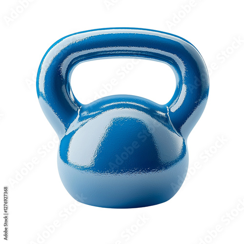 Shiny Blue Kettlebell Fitness Weight Exercise Gym Sport 3d iron body tool item metal power shape    ,Transparent Background