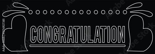 Congratulations Banner With Golden Confetti And Ribbon. Congratulations. Greeting banners set. Vector lettering. Congratulations. Calligraphy lettering. Handwritten phrase. EPS 10