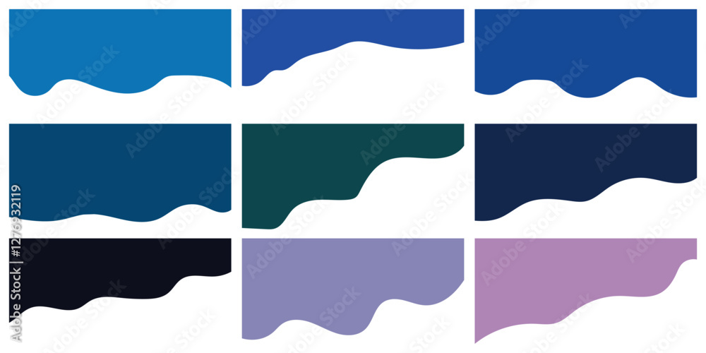 Web Dividers Shape Templates. Web Curve Wave Lines, Abstract Design Element for Top, Bottom Page of Web Site. Divider Header, Separator for App, Banners or Posters and website Web Dividers Shape Templates. Web Curve Wave Lines, Abstract Design Element for Top, Bottom Page of Web Site. Divider Header, Separator for App, Banners or Posters and website