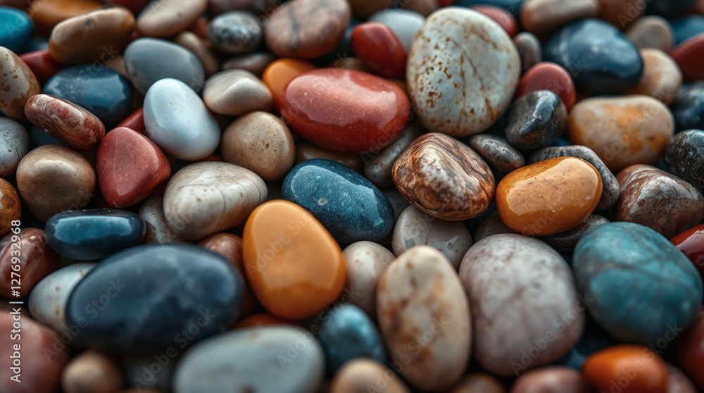 Close-up of Colorful Polished River Stones Close-up of Colorful Polished River Stones