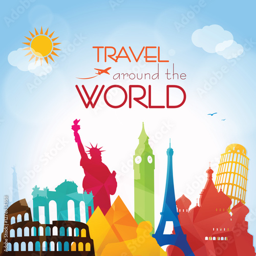 Travel around the world, travel post card