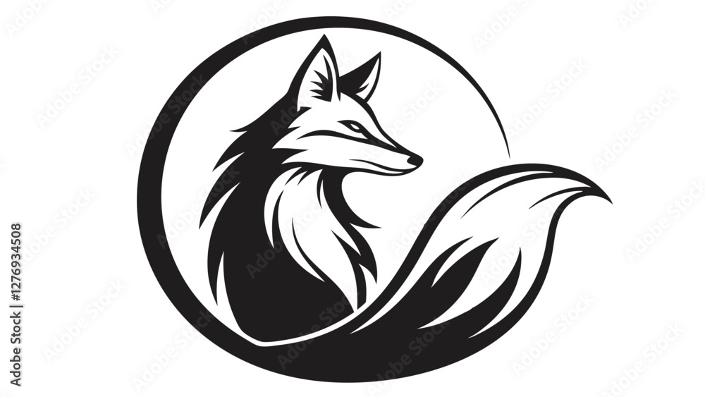 Fototapeta premium Minimalist Fox Illustration with Bold Lines and Dynamic Motion