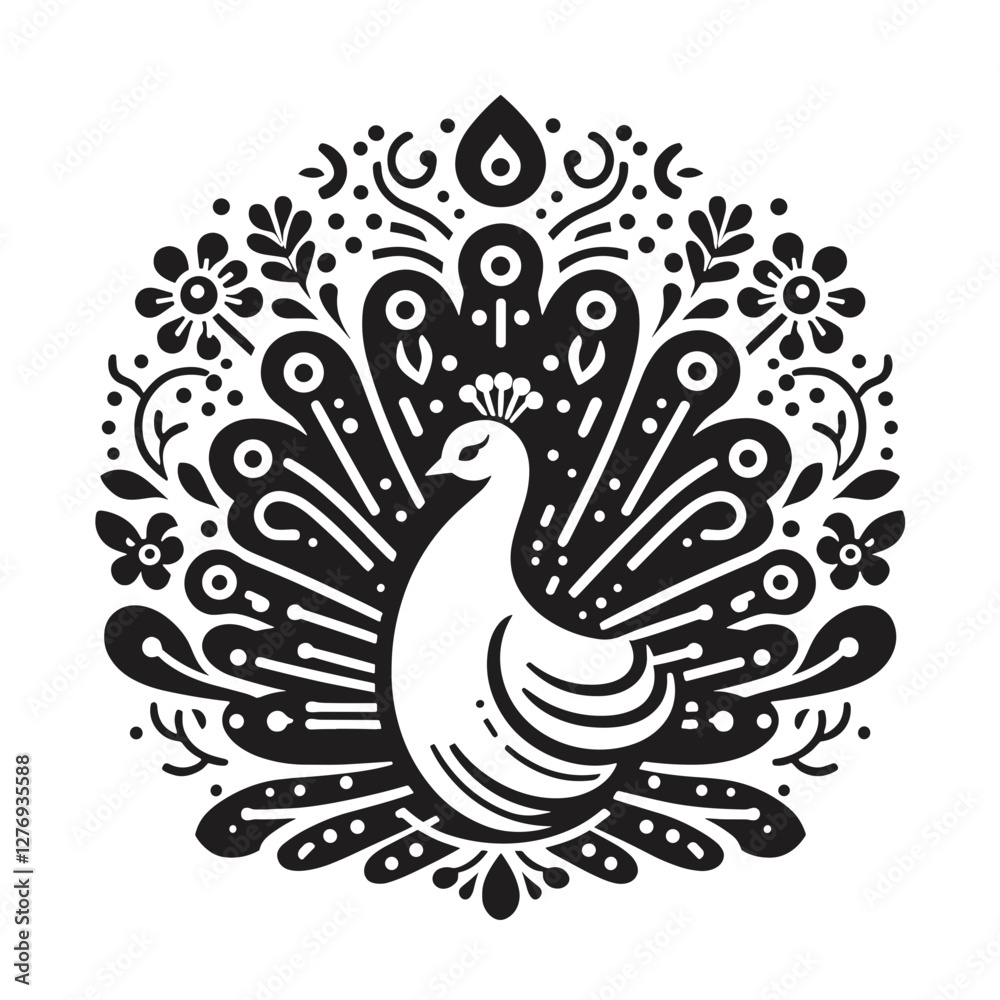Fototapeta premium Peacock silhouette for graphic resources, design, clip art or invitations.