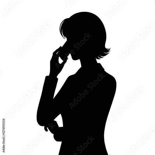 Woman talking on the phone silhouette for communication-themed designs, blogs, and business presentations