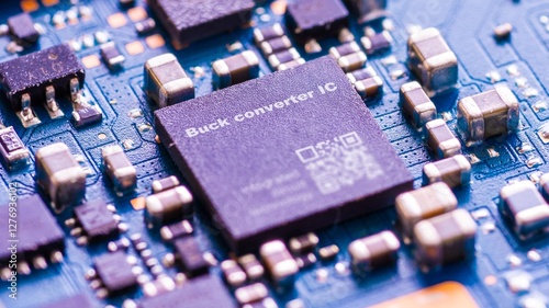 Photography Buck converter IC Steps down voltage efficiently using switching regulation