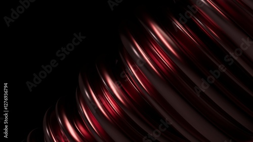 Abstract metal spirals, 3D render, smooth reflective surfaces, dark background