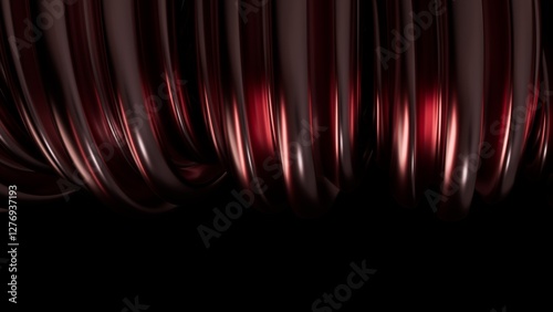 Abstract metal spirals, 3D render, smooth reflective surfaces, dark background