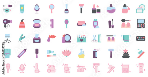 Foto Set of beauty vector icons with white background with white background