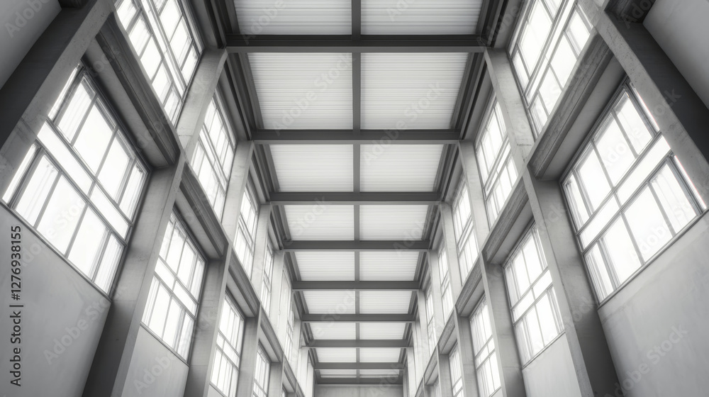 Fisheye perspective revealing contemporary architectural design, symmetrical glass ceiling, intricate metalwork, soft luminous gradients Fisheye perspective revealing contemporary architectural design, symmetrical glass ceiling, intricate metalwork, soft luminous gradients