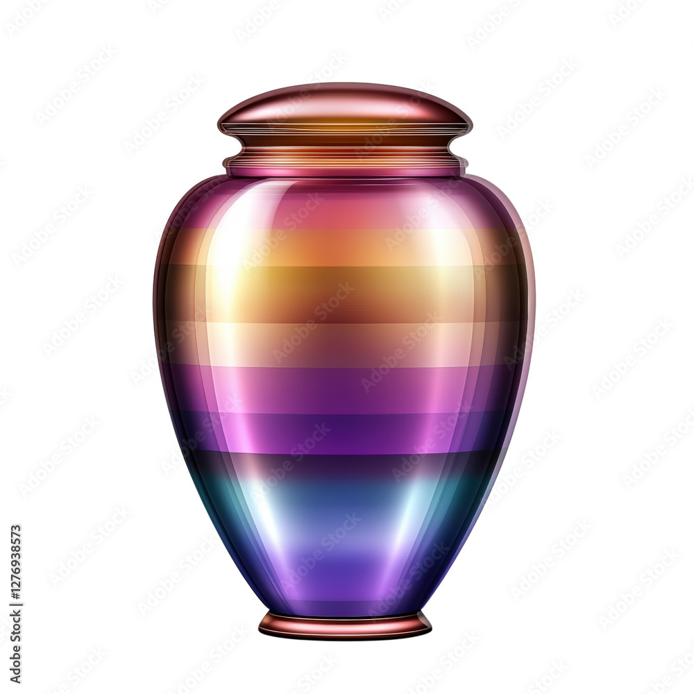 Colorful urn with gradient design on white background Colorful urn with gradient design on white background