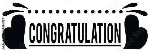 Congratulations Banner With Golden Confetti And Ribbon. Congratulations. Greeting banners set. Vector lettering. Congratulations. Calligraphy lettering. Handwritten phrase. EPS 10