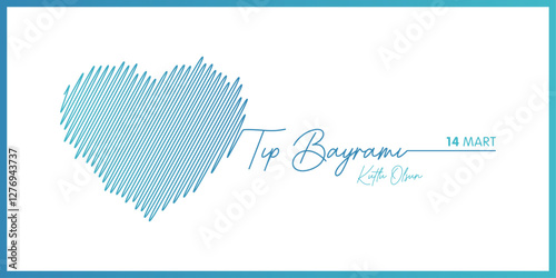 14 mart tip bayrami kutlu olsun. 14 march happy medical day, turkish national medical day concept design vector illustration