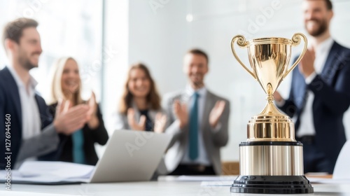 Corporate Success Celebration: Achievement in Teamwork and Recognition for Business Milestones