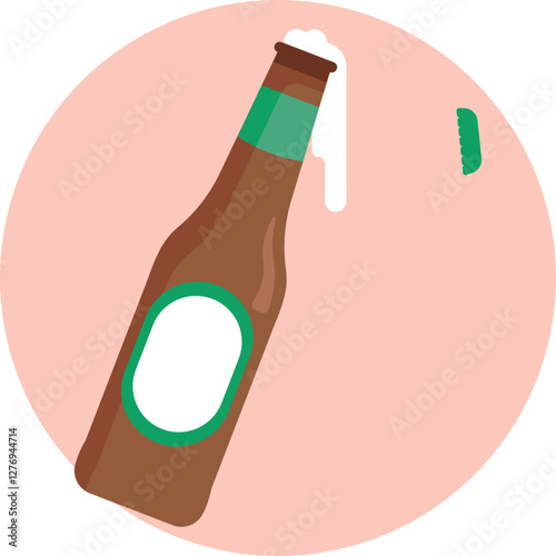 A glass beer bottle, representing the festive beverage enjoyed during Oktoberfest celebrations.