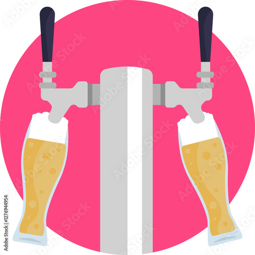 A classic beer tap with a faucet handle, symbolizing draft beer served at Oktoberfest celebrations.