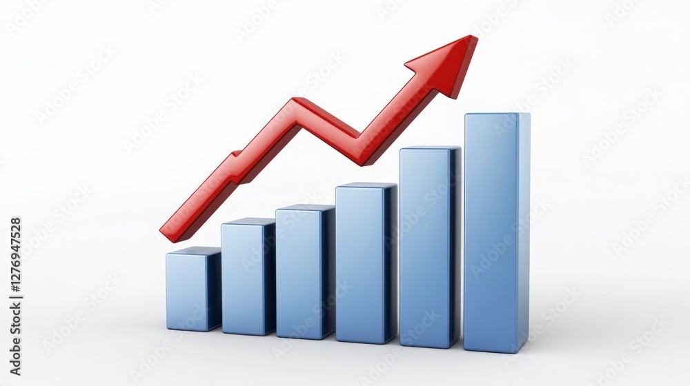A dynamic graph illustrating growth trends with ascending bars and an upward arrow on a clean background A dynamic graph illustrating growth trends with ascending bars and an upward arrow on a clean background