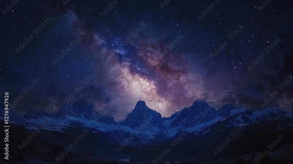 Stunning milky way over majestic mountain range at night Stunning milky way over majestic mountain range at night