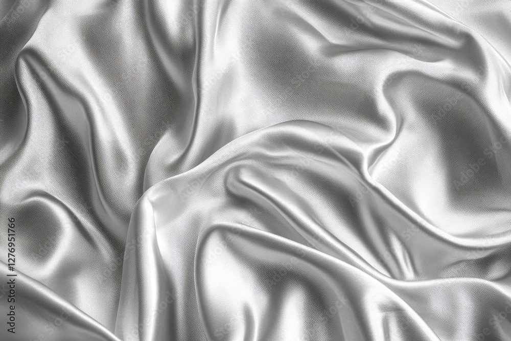 Obraz premium Elegant Silver Silk Texture with Wavy Folds and Luminous Shimmer