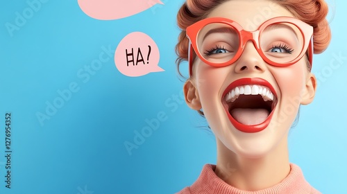 pop art woman laughing 