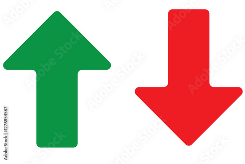 Green Up and Red Down Arrow Icons with Rounded Edges. Up and down arrow vector design. symbol of up and down arrow icons.