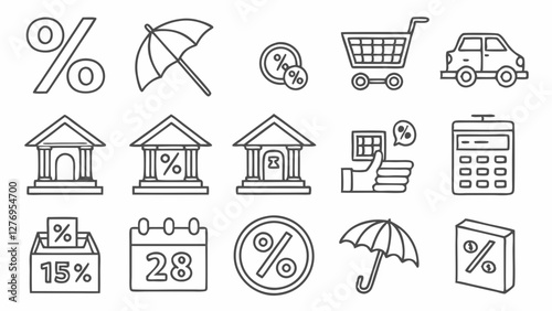 Loan interest rate editable stroke outline icon isolated on white background flat vector illustration. Pixel perfect. 64 x 64.