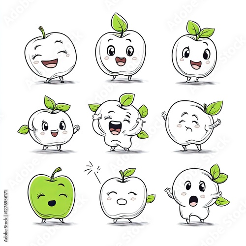Apple cartoon collection with happy and excited expressions. Ideal for children?fs book or education