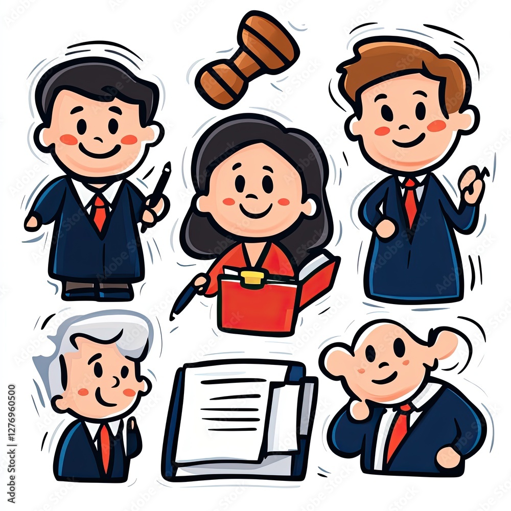 Cartoon Judges Deliberating Law Courtroom Documents Cartoon Judges Deliberating Law Courtroom Documents
