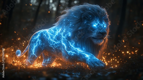 Wallpaper Mural Fantasy lion glowing with strong energy high resolution picture Torontodigital.ca