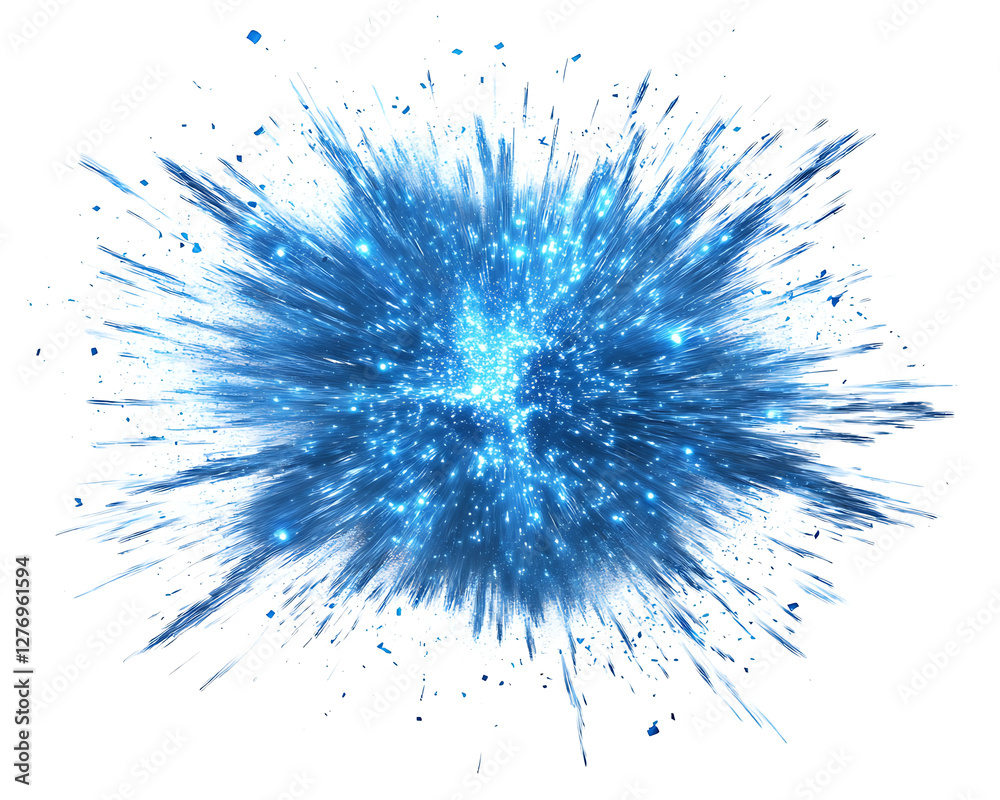 Obraz premium Blue light burst explosionon white background.