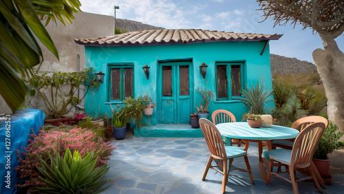 outdoor patio with chairs and tables