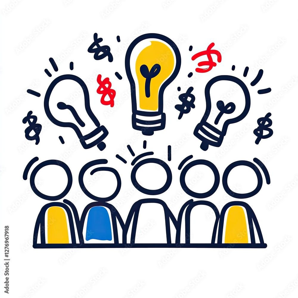 Fototapeta premium Group brainstorming ideas, generating inspiration, working together, sharing solutions