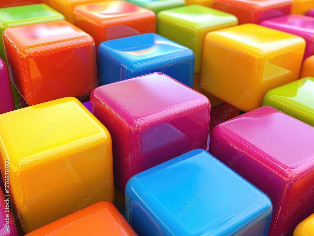 Fototapeta premium Vibrant Cubes: Colorful Blocks Design Abstract Background