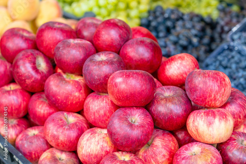 Fototapeta Naklejka Na Ścianę i Meble -  Fresh red apples from the market. Fruit