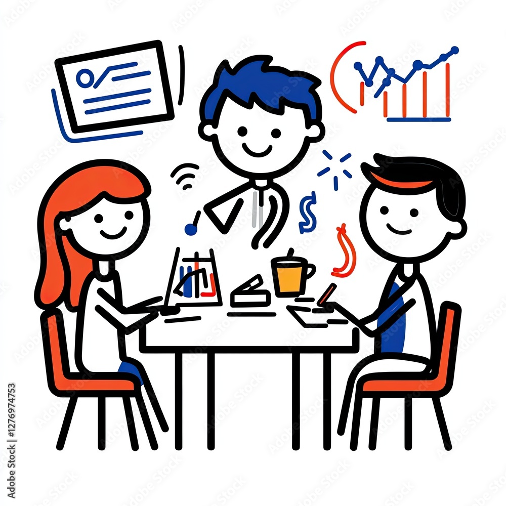 Team at meeting planning strategy with graphics. Use team building, brainstorming Team at meeting planning strategy with graphics. Use team building, brainstorming
