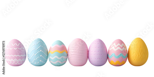 Collection of Hand Painted Colorful Easter Eggs on transparent PNG background