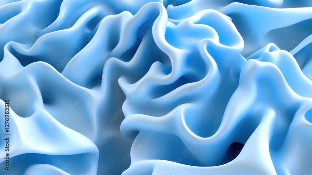 Obraz premium Abstract blue rippled surface with soft lighting for backgrounds, presentations, or artistic displays