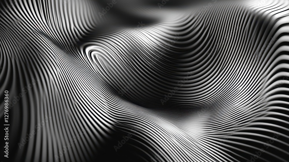 custom made wallpaper toronto digitalAbstract black and white wavy pattern with dynamic textures creating optical illusion