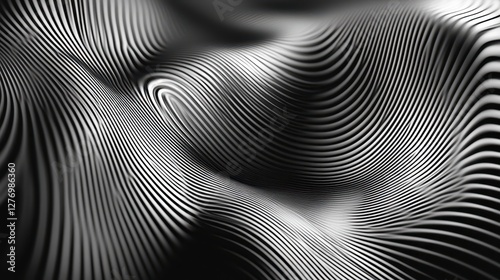 Wallpaper Mural Abstract black and white wavy pattern with dynamic textures creating optical illusion Torontodigital.ca