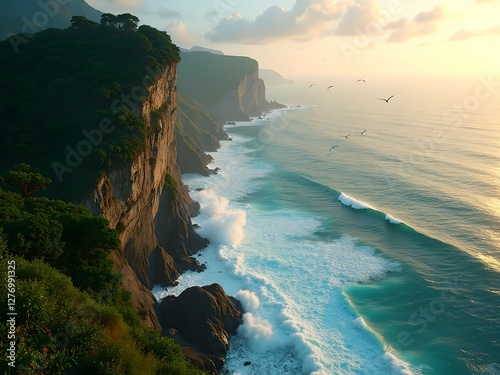 cliffs at sunset