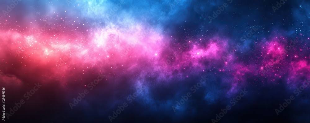 Fototapeta premium Vibrant pink and blue galaxy with twinkling stars in vast night sky