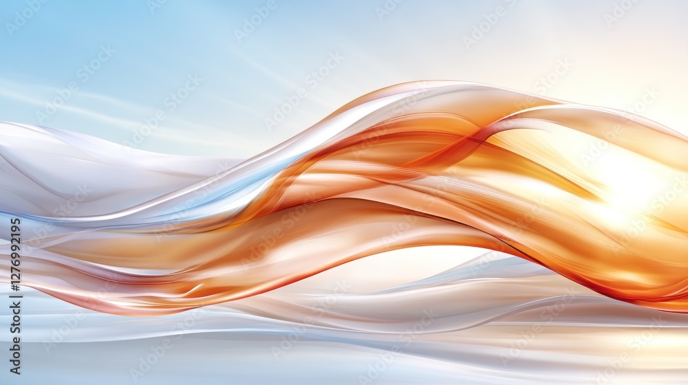 Abstract orange and white flowing wave design, with sunshine, used as wallpaper or background Abstract orange and white flowing wave design, with sunshine, used as wallpaper or background