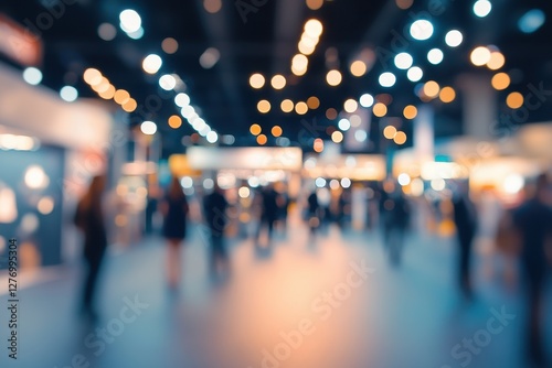 Blurred Lights and People at a Trade Show